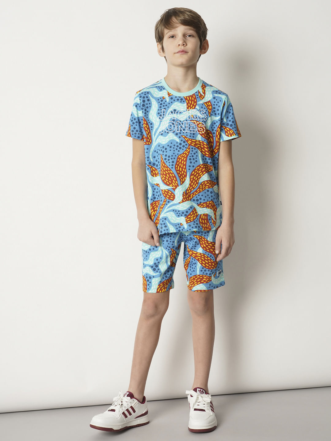 Boys Blue Coral Print Co-ord Set Shorts