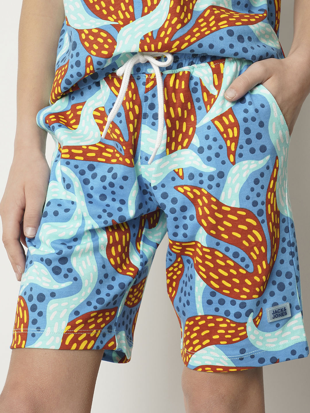 Boys Blue Coral Print Co-ord Set Shorts