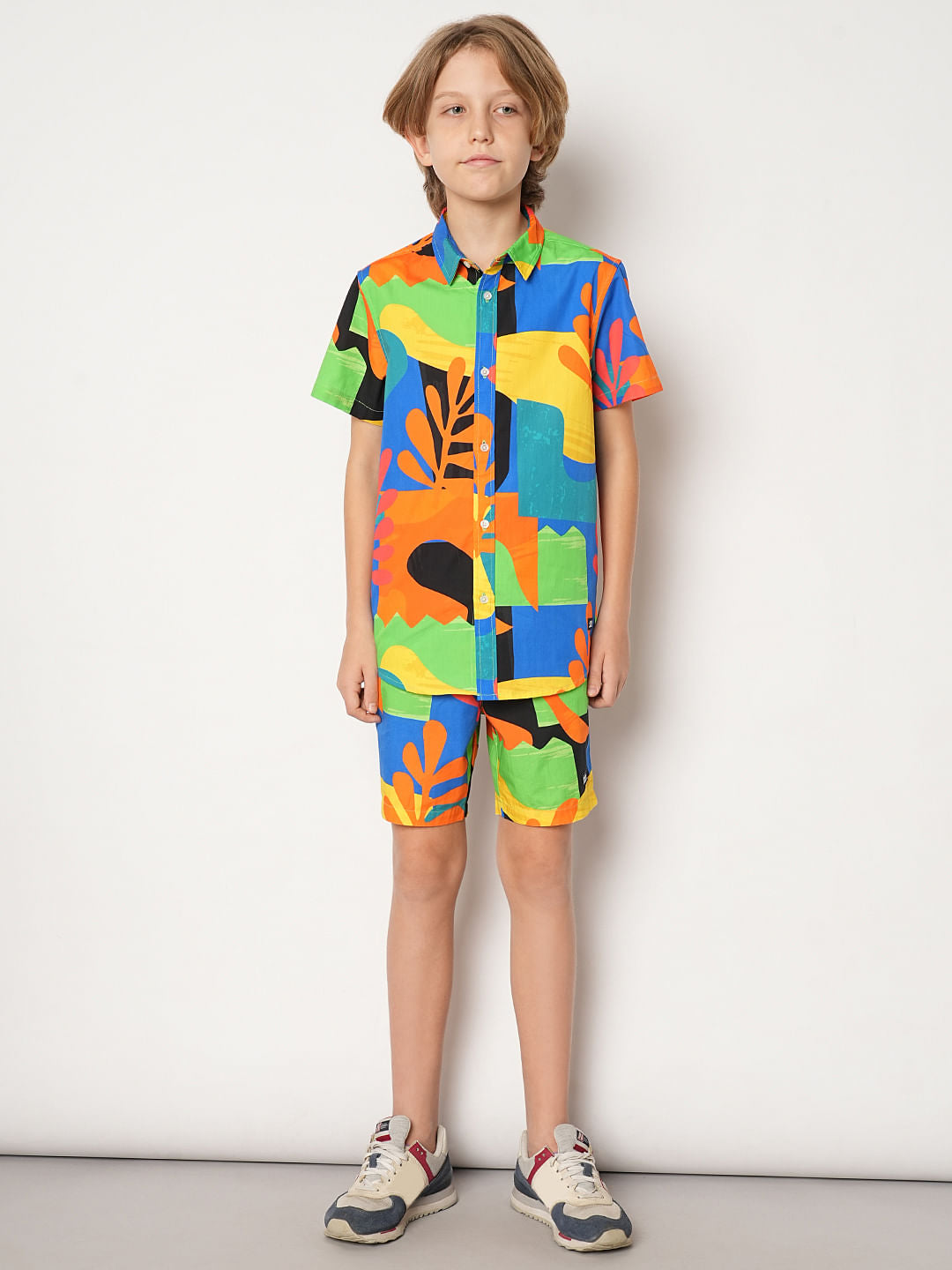 Boys Orange Art Print Co-ord Set Shorts