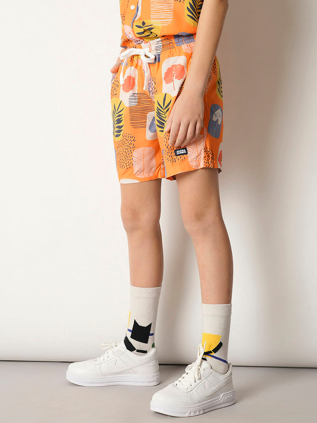 Boys Orange Tropical Print Co-ord Set Shorts