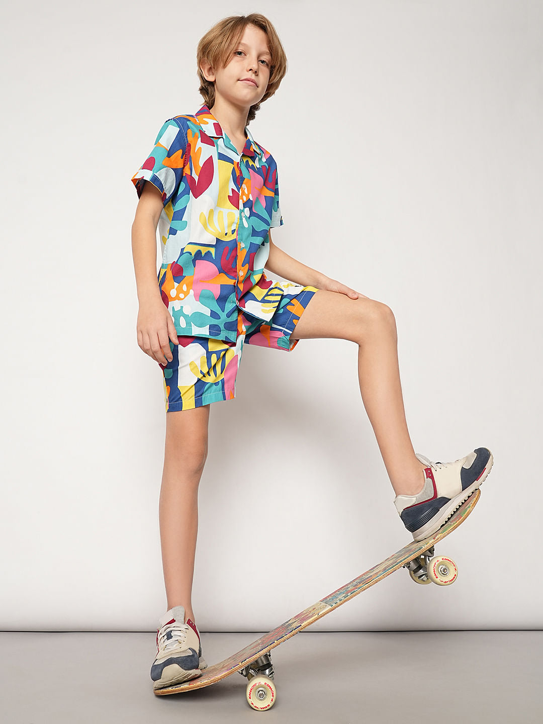 Boys Blue Printed Co-ord Set Shirt