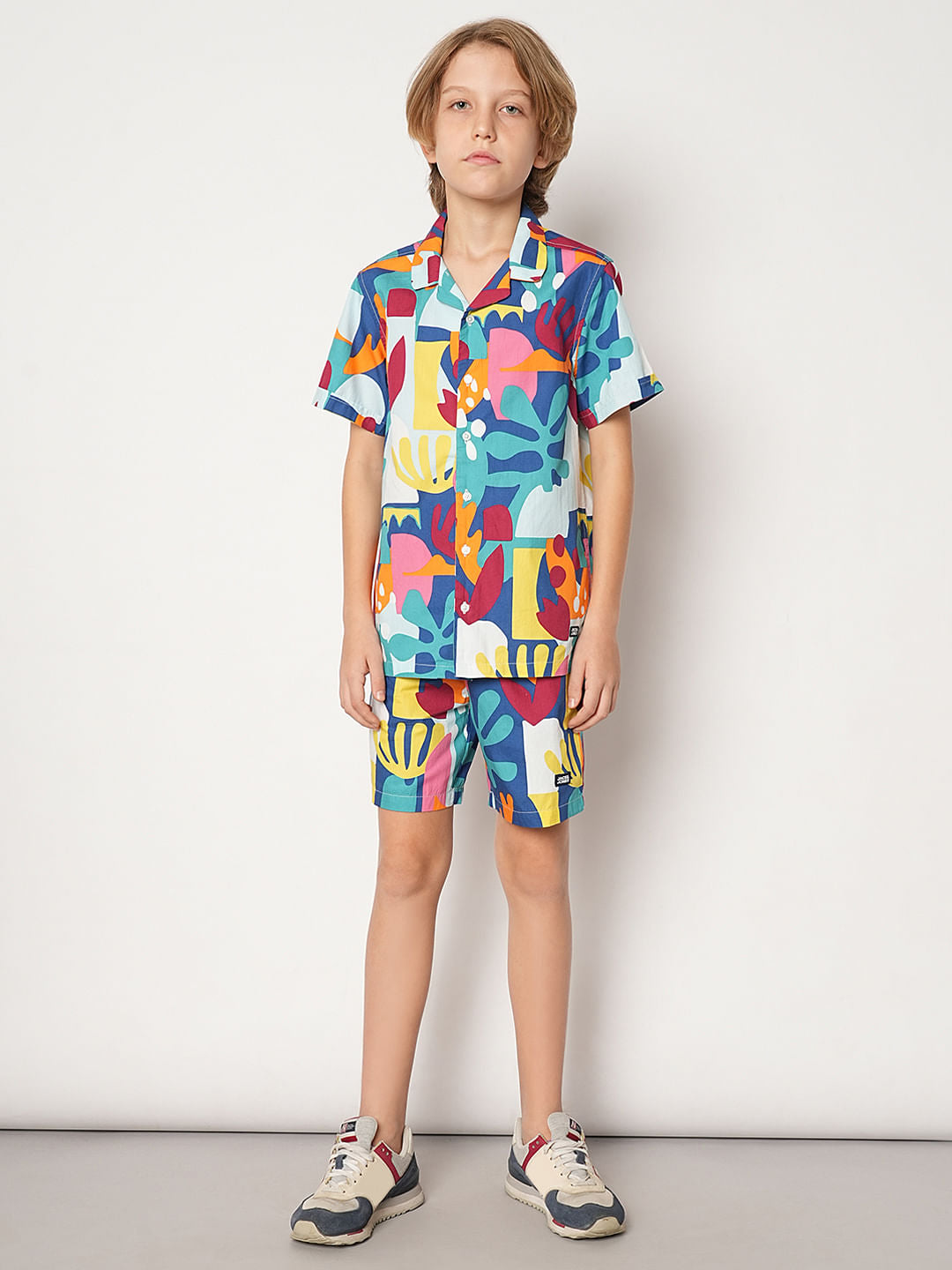 Boys Blue Printed Co-ord Set Shirt