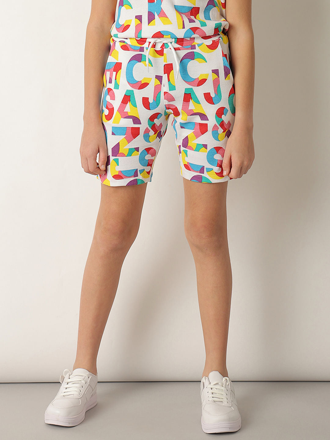 Boys White Logo Print Co-ord Set Shorts