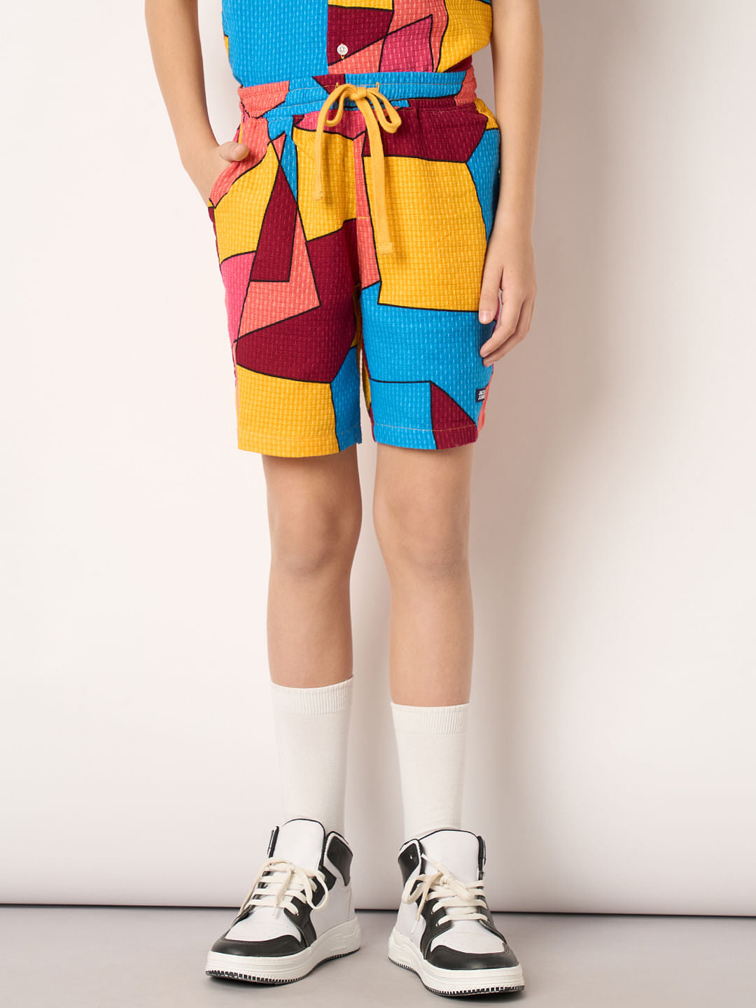 Boys Multi-Colour Abstract Print Co-ord Set Shorts