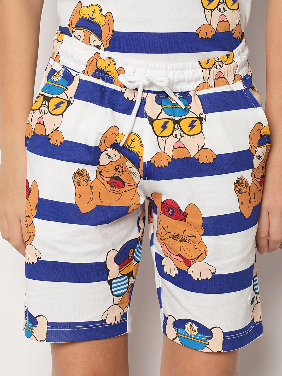 Boys Blue Striped Co-ord Set Shorts