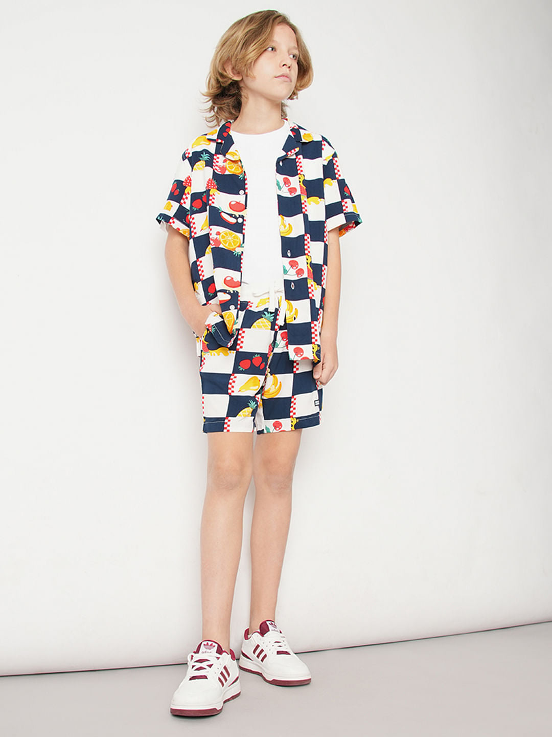 Boys Blue Check Co-ord Set Shorts