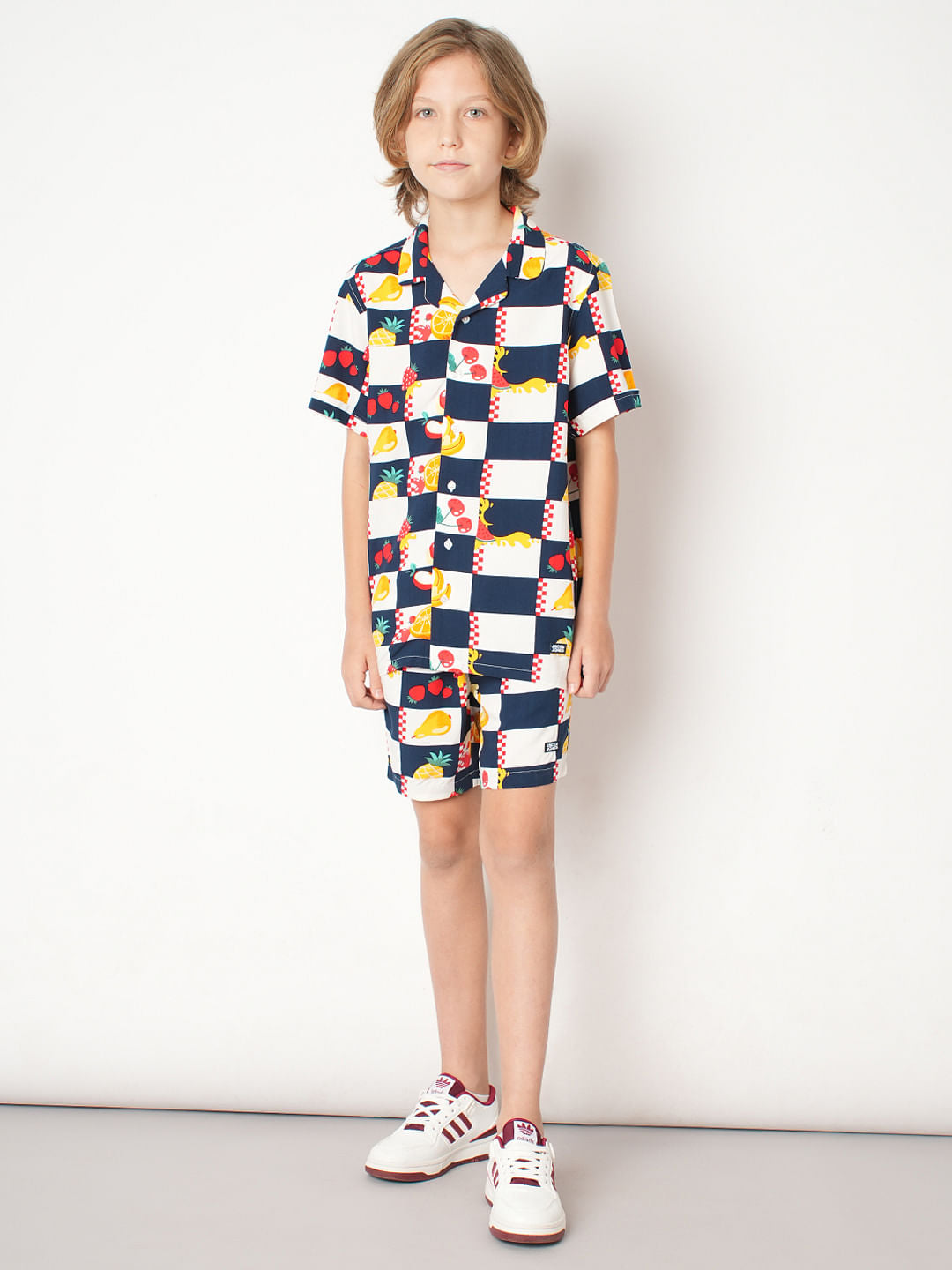 Boys Blue Check Co-ord Set Shorts