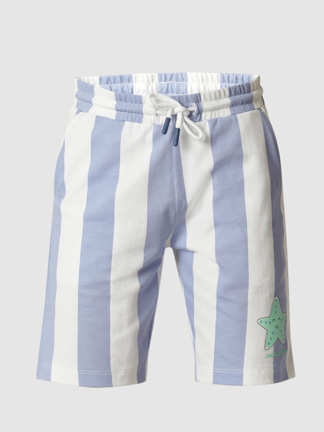 Boys White Striped Co-ord Set Shorts