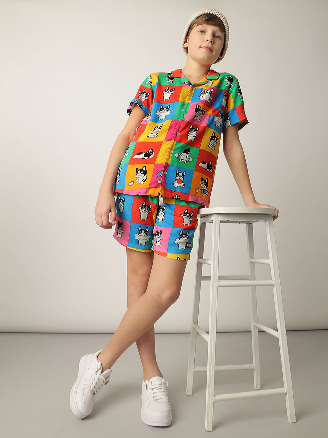 Boys Orange Colourblocked Co-ord Set Shorts