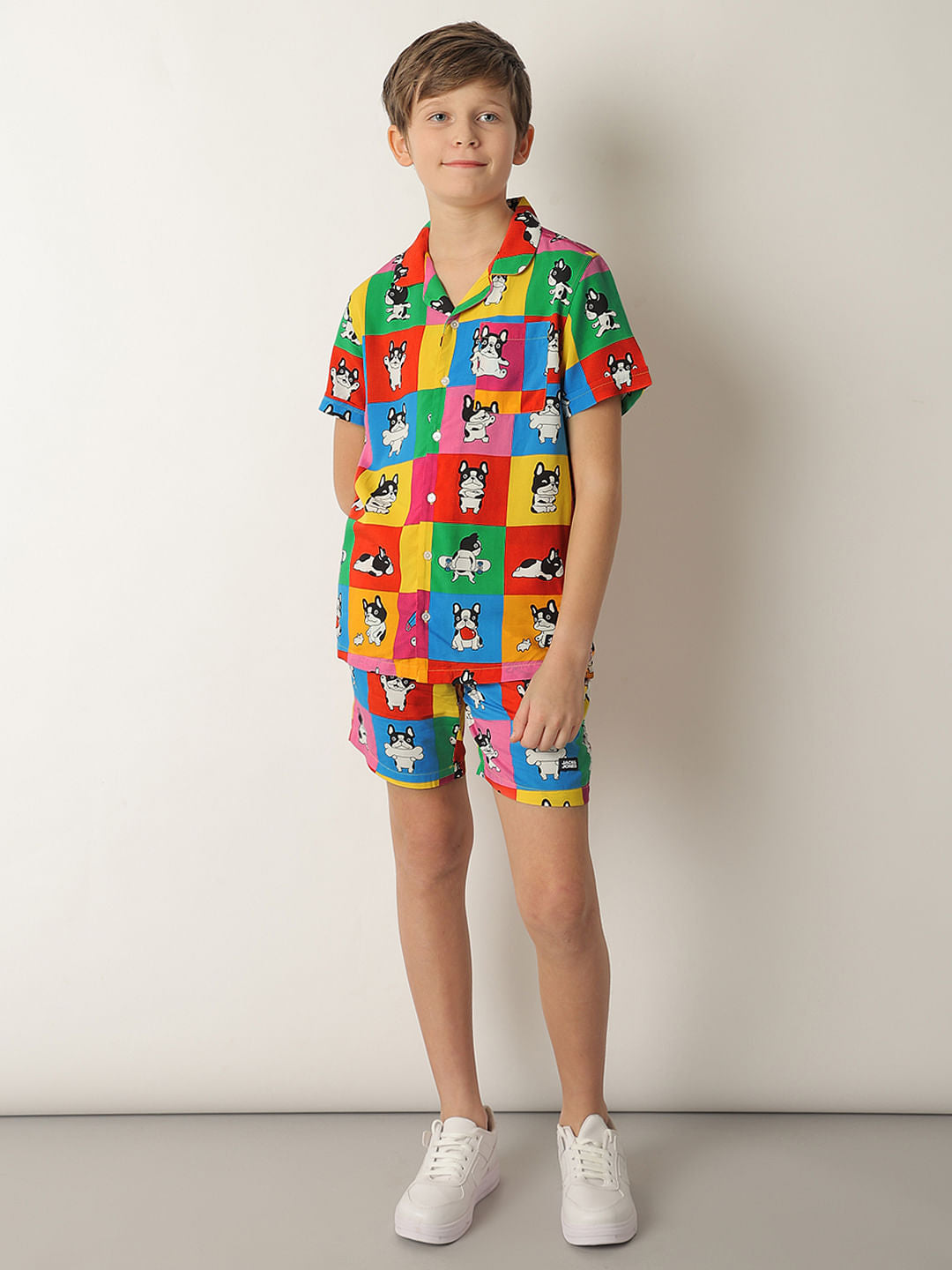 Boys Orange Colourblocked Co-ord Set Shorts