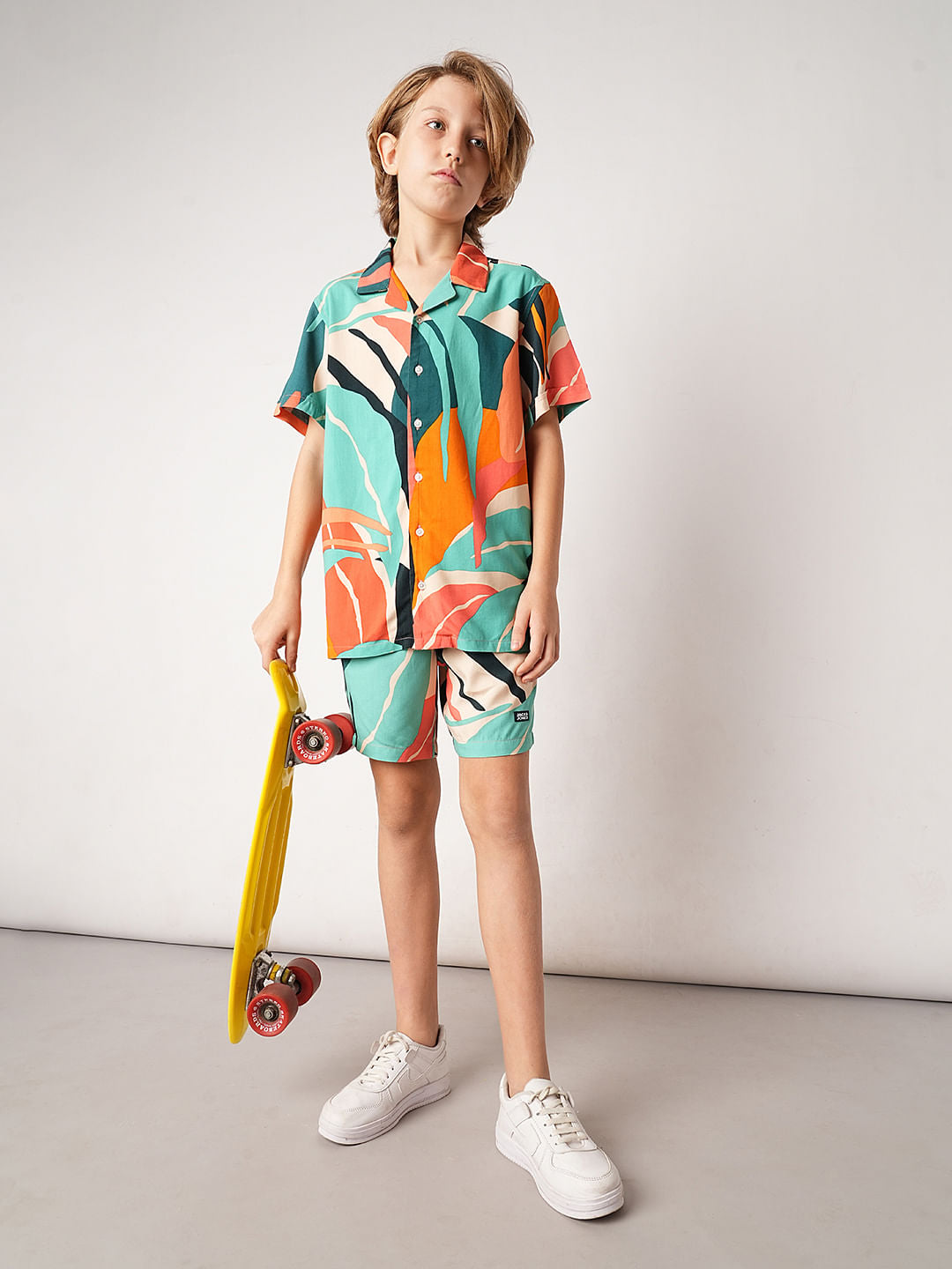 Green Tropical Print Co-ord Set Shorts