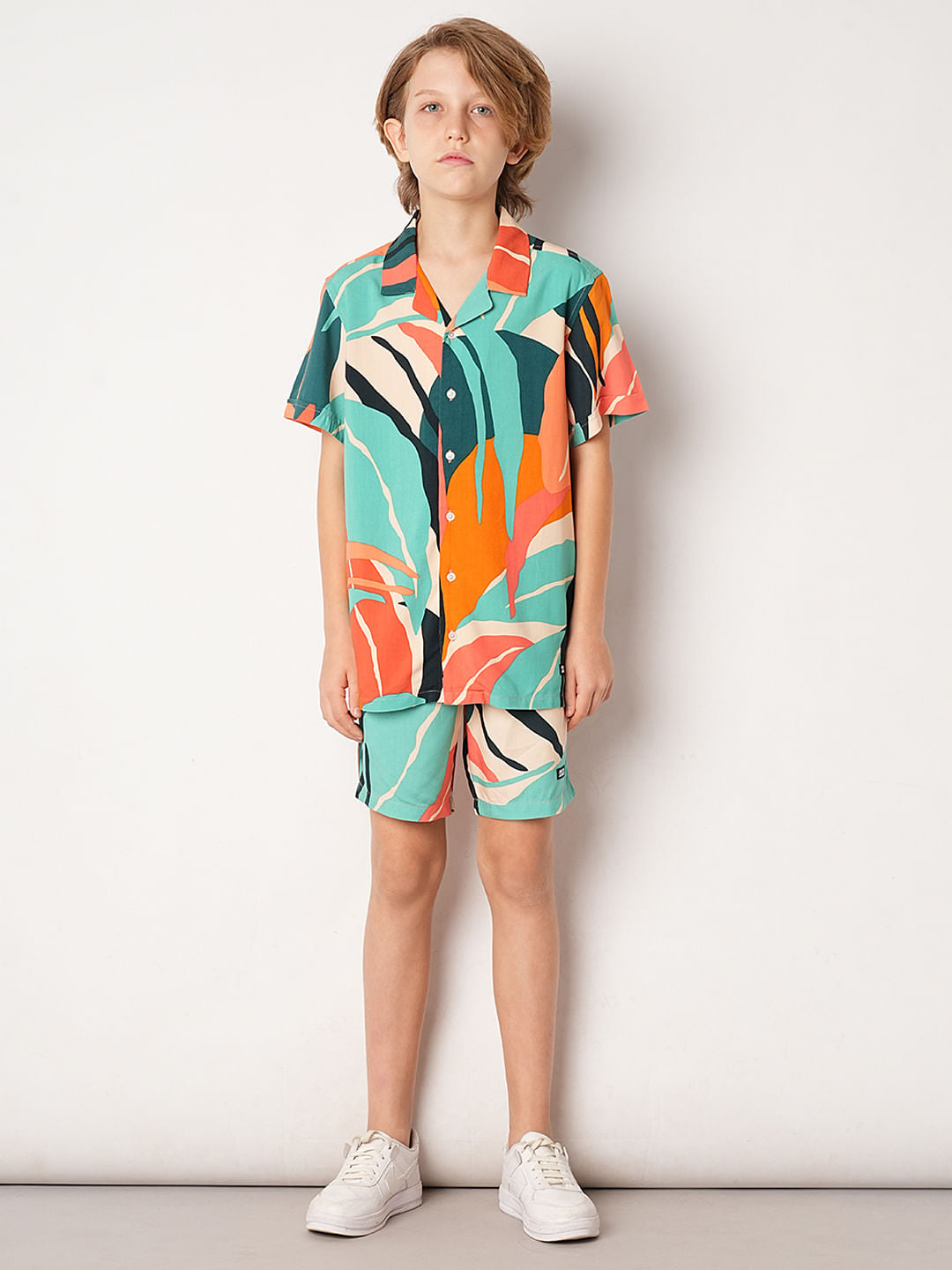 Green Tropical Print Co-ord Set Shorts