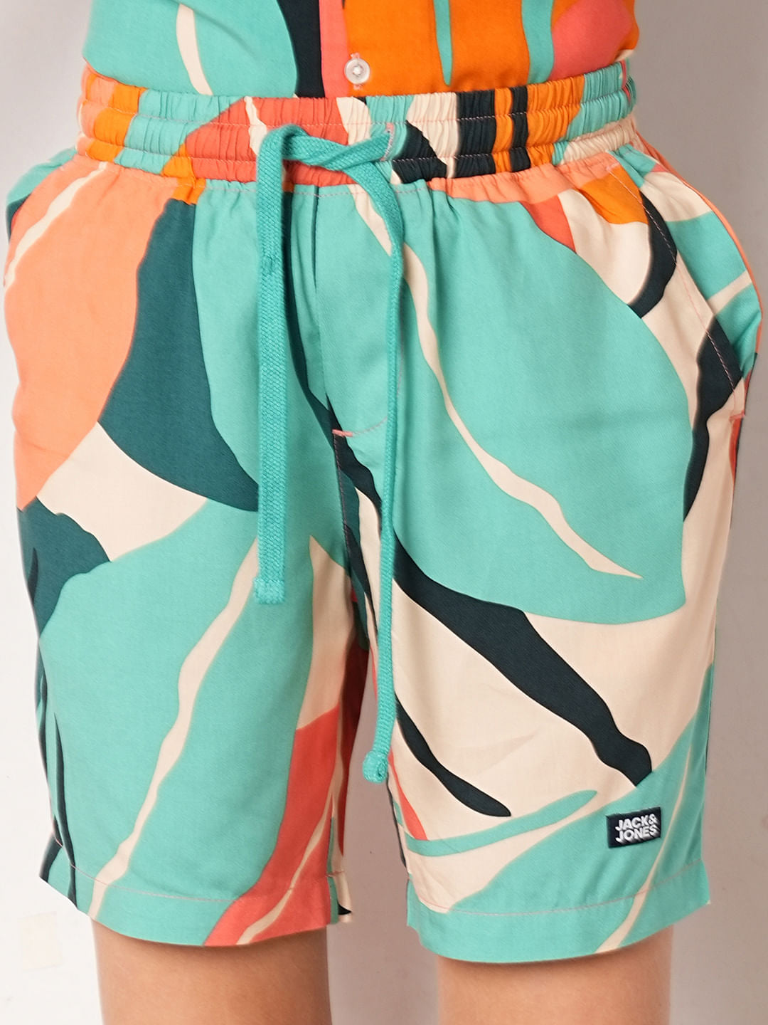 Green Tropical Print Co-ord Set Shorts