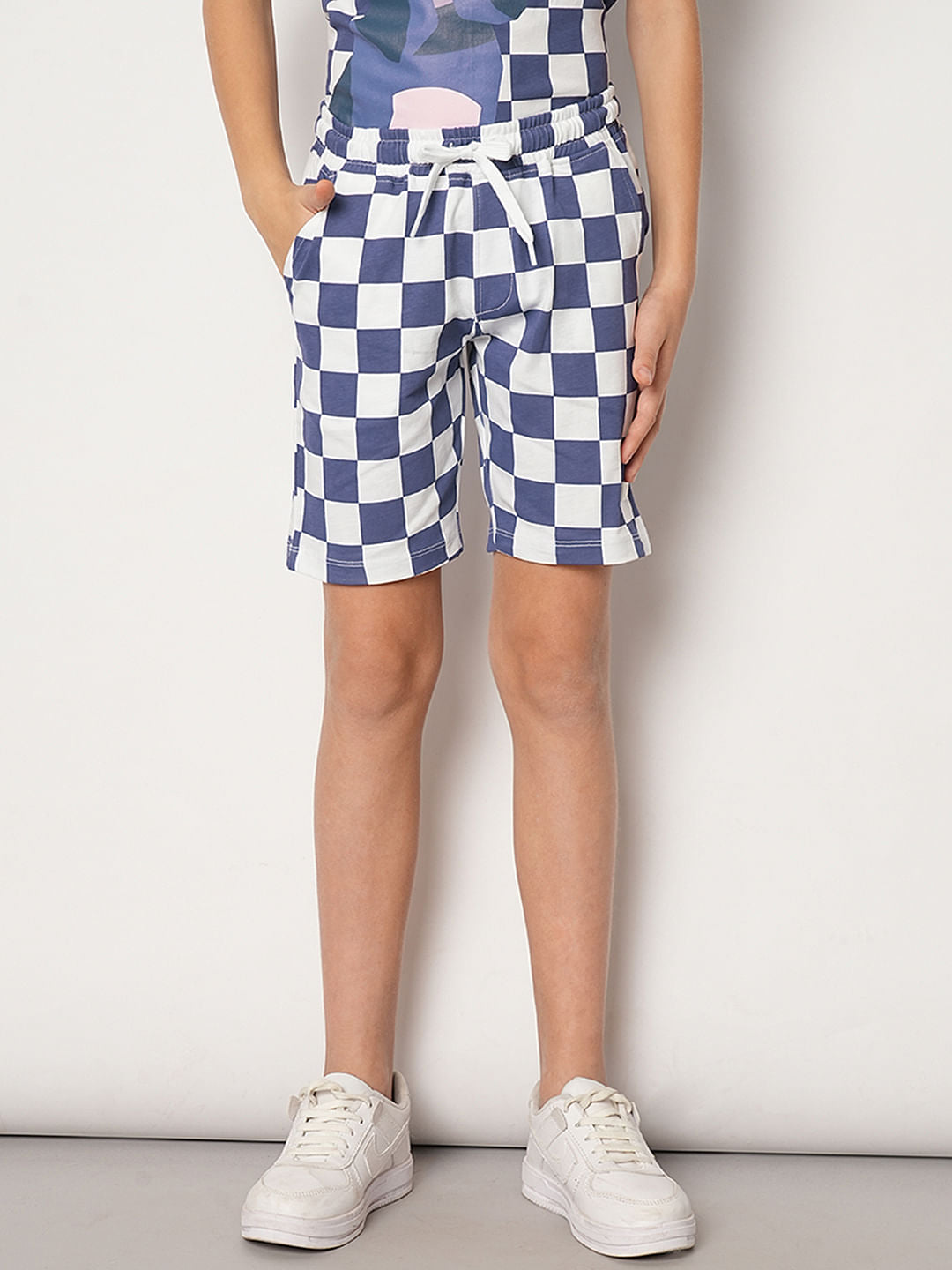 Boys Purple Dog Print Knit Shorts