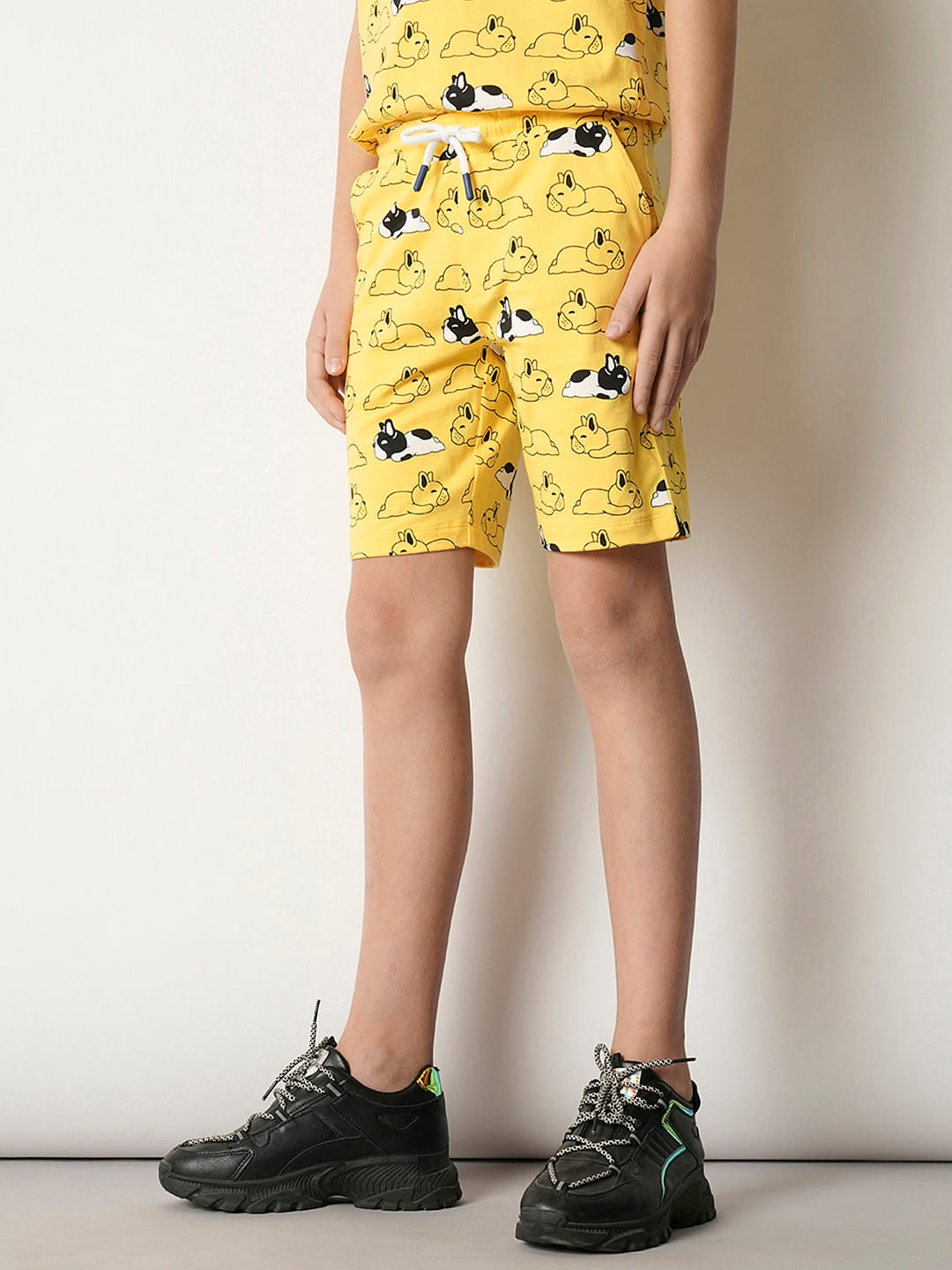 Boys Yellow Sleepy Dog Co-ord Set Shorts
