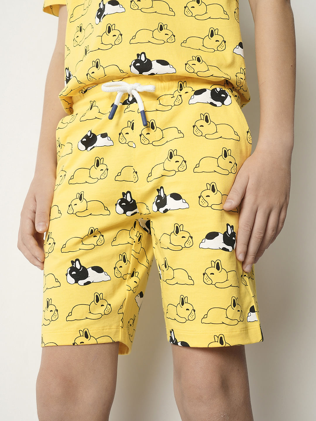Boys Yellow Sleepy Dog Co-ord Set Shorts
