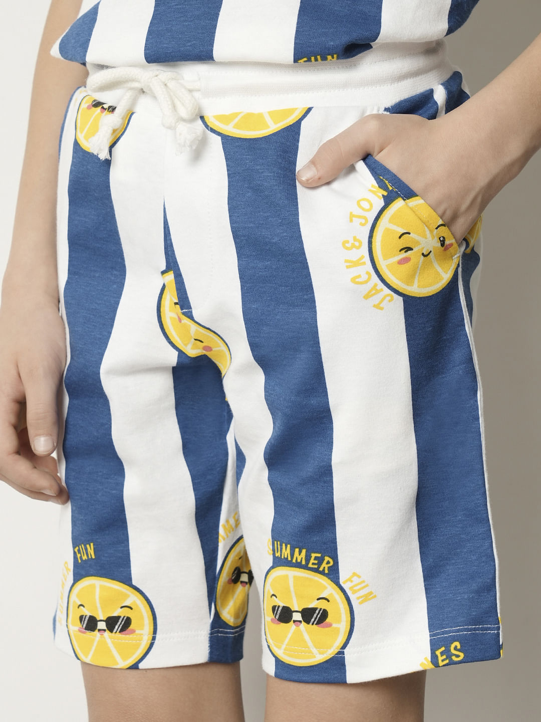 Boys Blue Smiley Print Co-ord Set Shorts