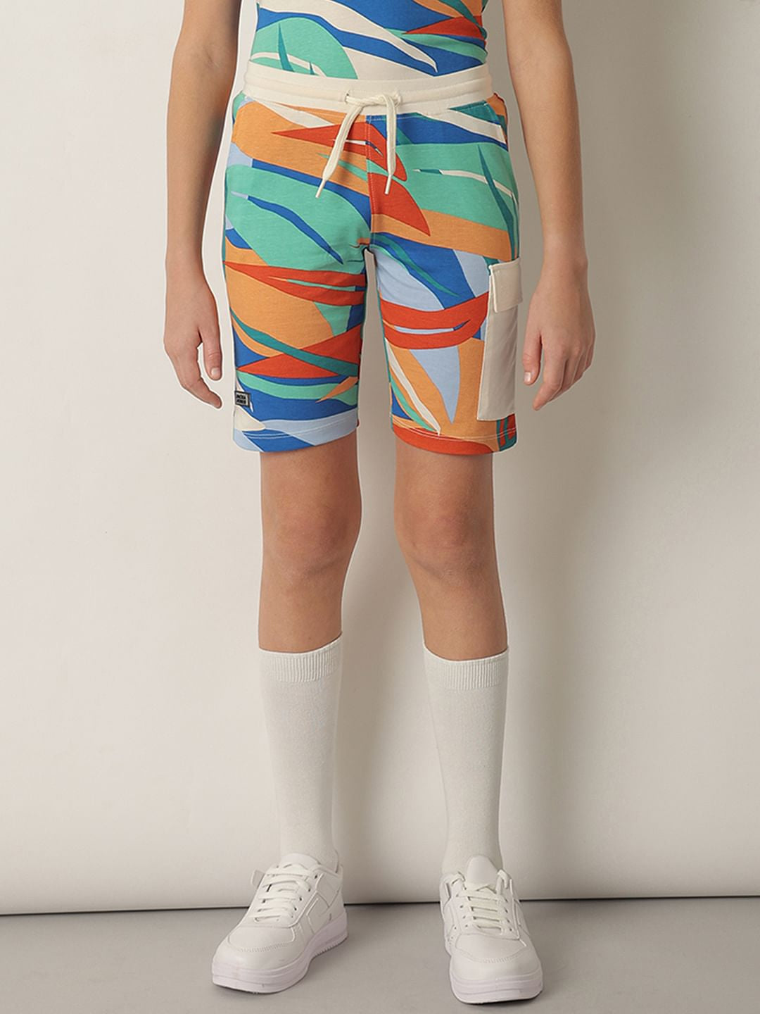 Boys Blue Tropical Print Co-ord Set Shorts