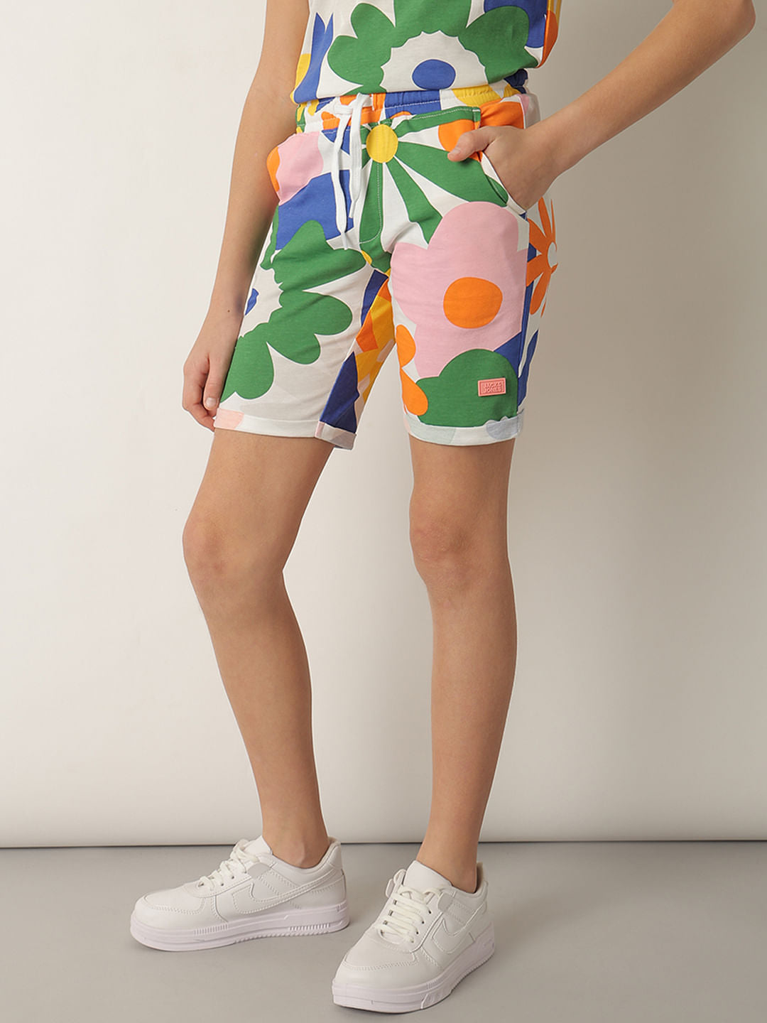 Boys Green Floral Co-ord Set Shorts