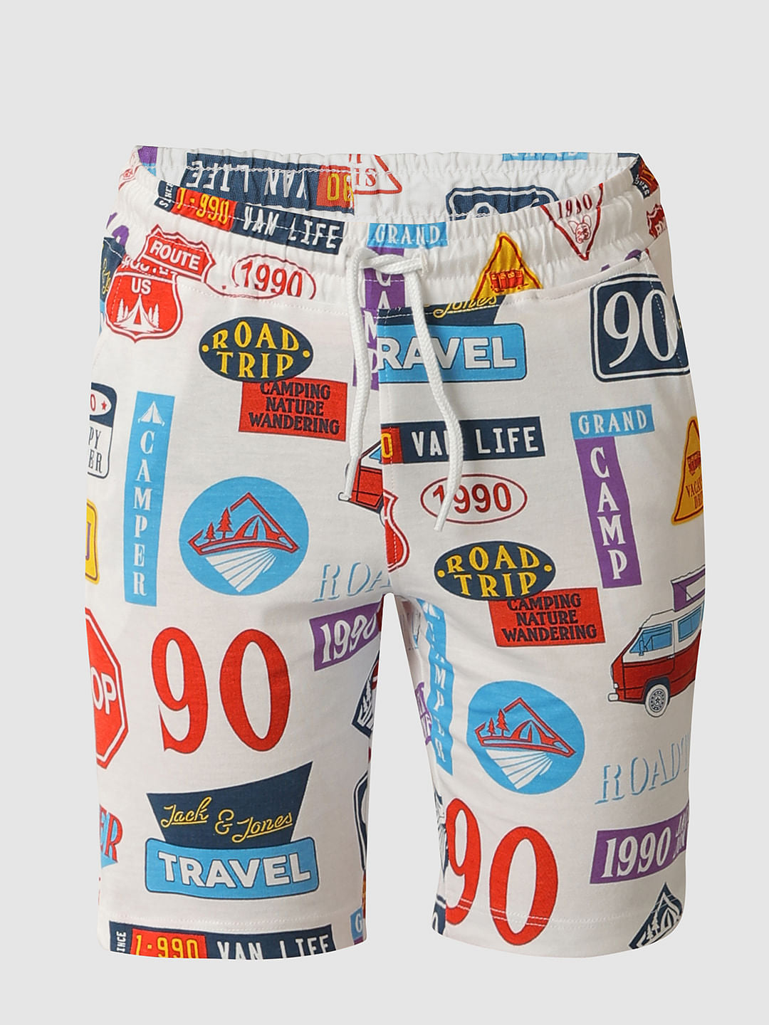 Boys White Sticker Print Co-ord Set Shorts