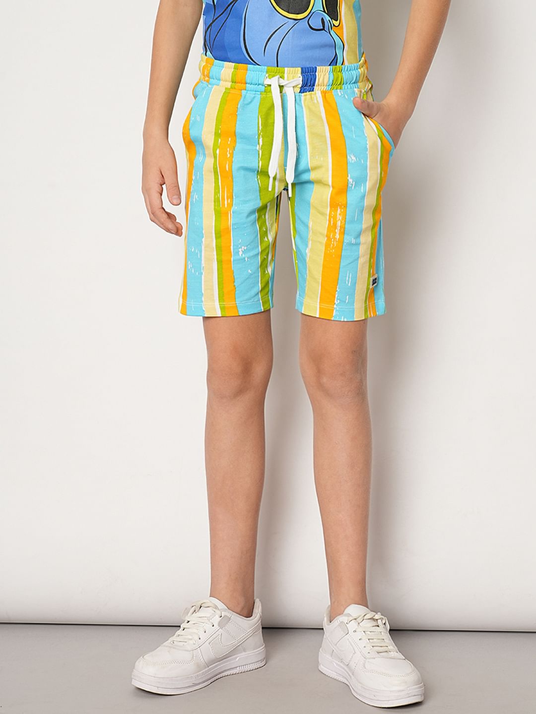 Boys Yellow Striped Knit Co-ord Set Shorts