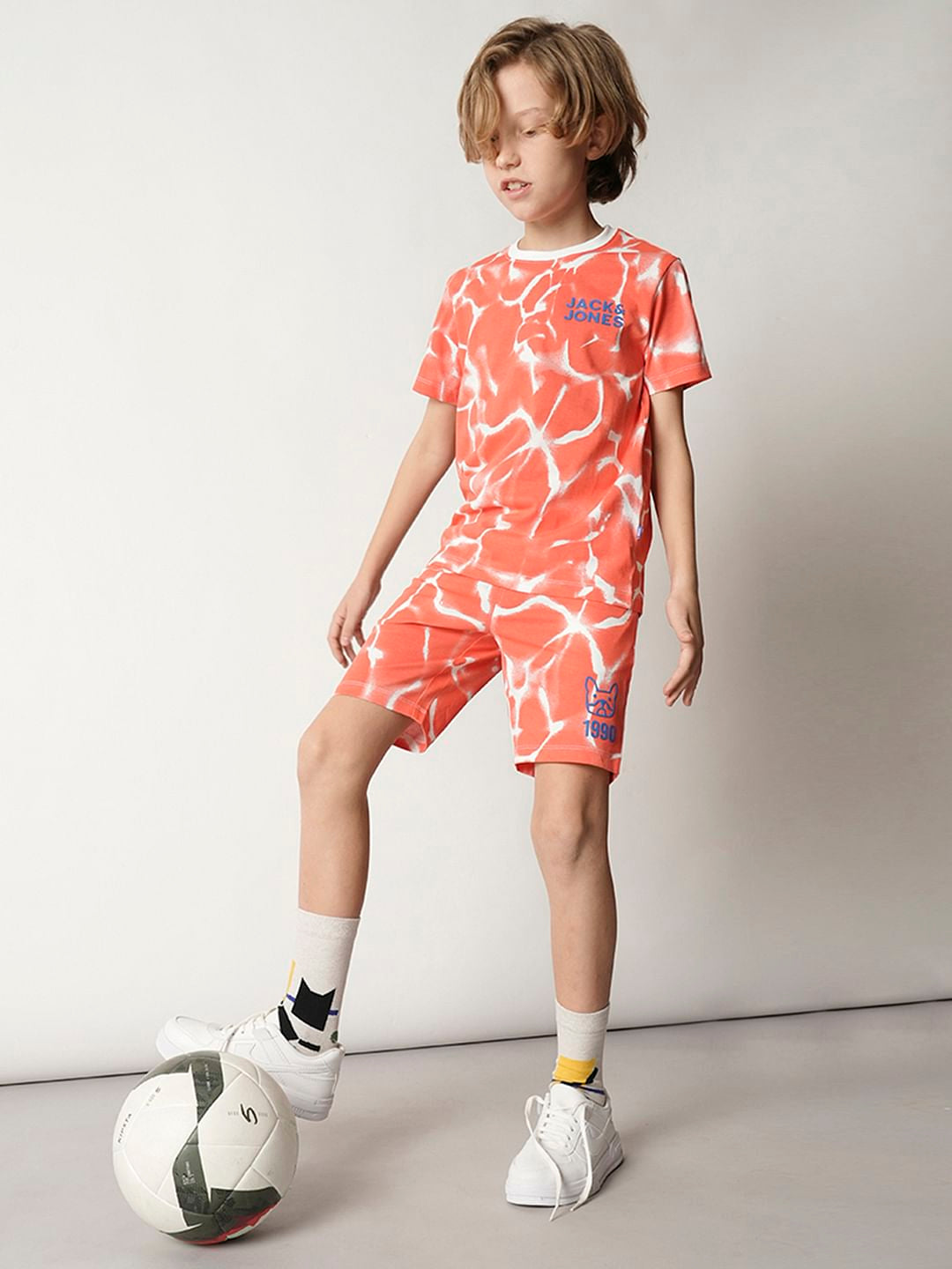 Boys Orange Tie Dye Co-ord Set Shorts