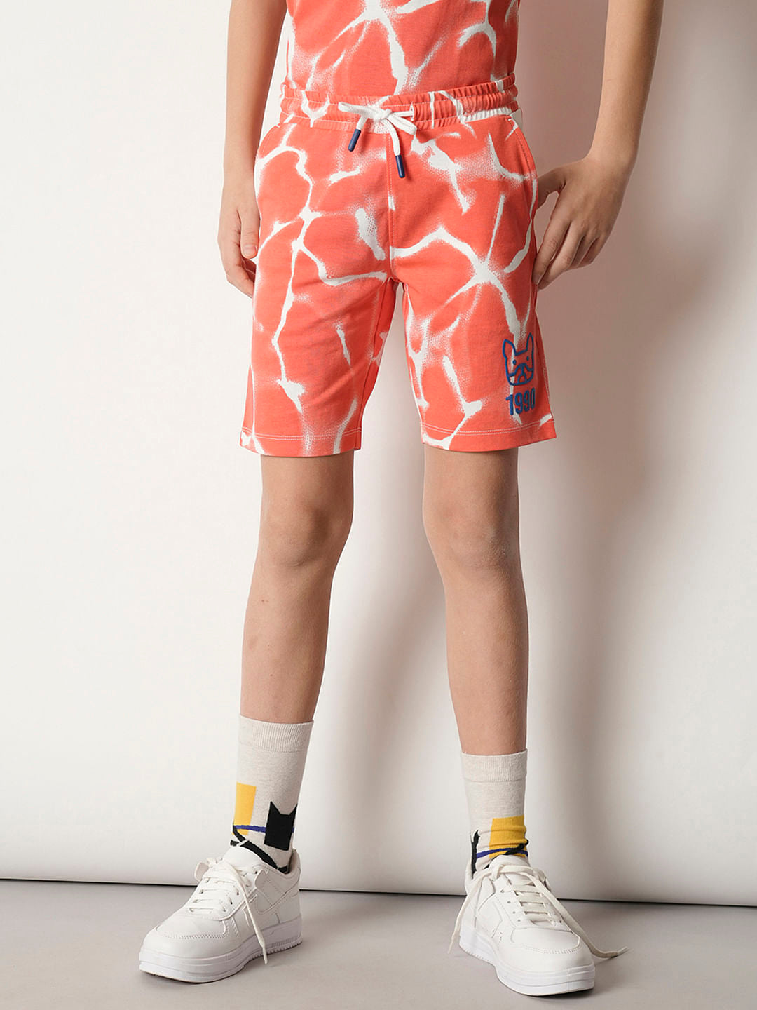 Boys Orange Tie & Dye Co-ord Set Shorts