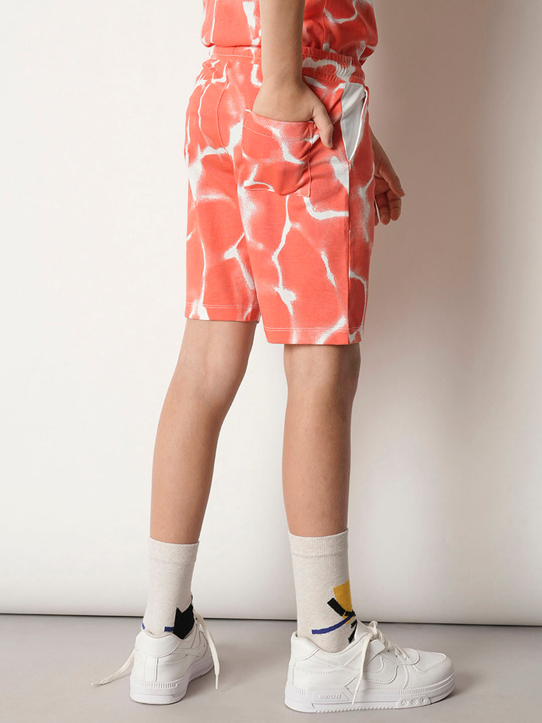 Boys Orange Tie & Dye Co-ord Set Shorts