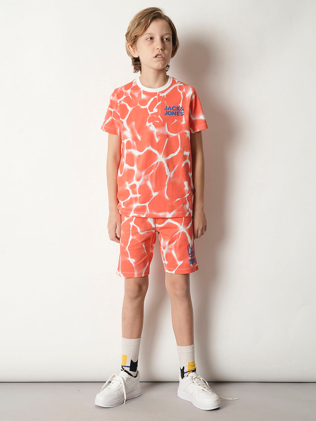 Boys Orange Tie & Dye Co-ord Set Shorts
