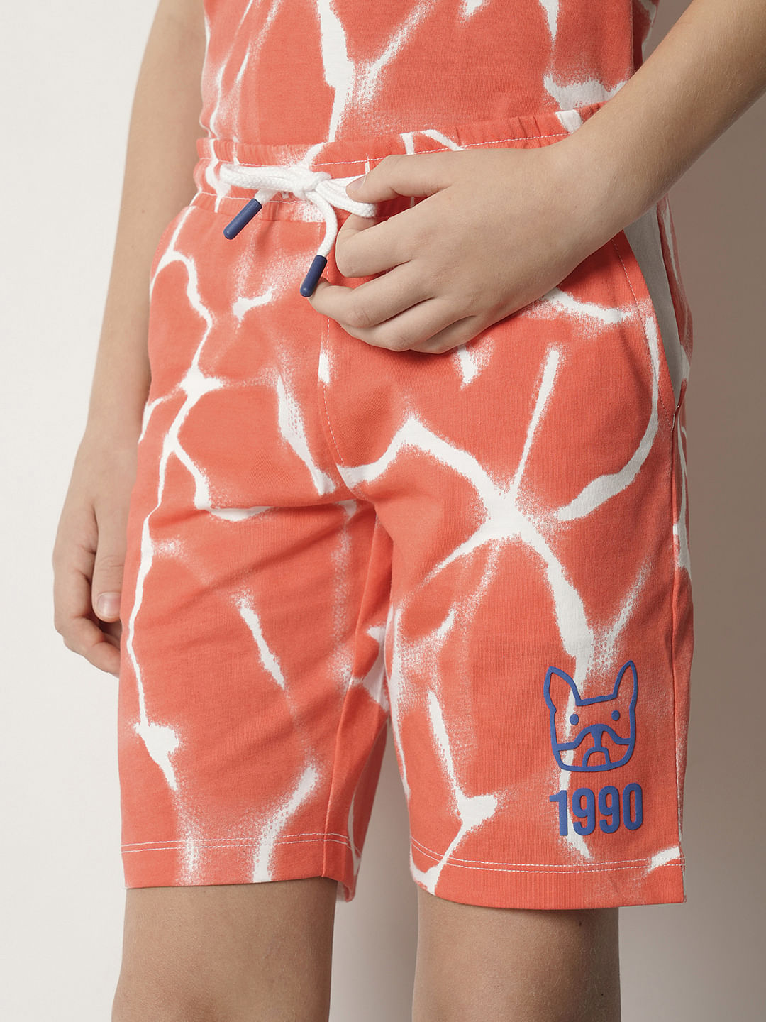 Boys Orange Tie & Dye Co-ord Set Shorts