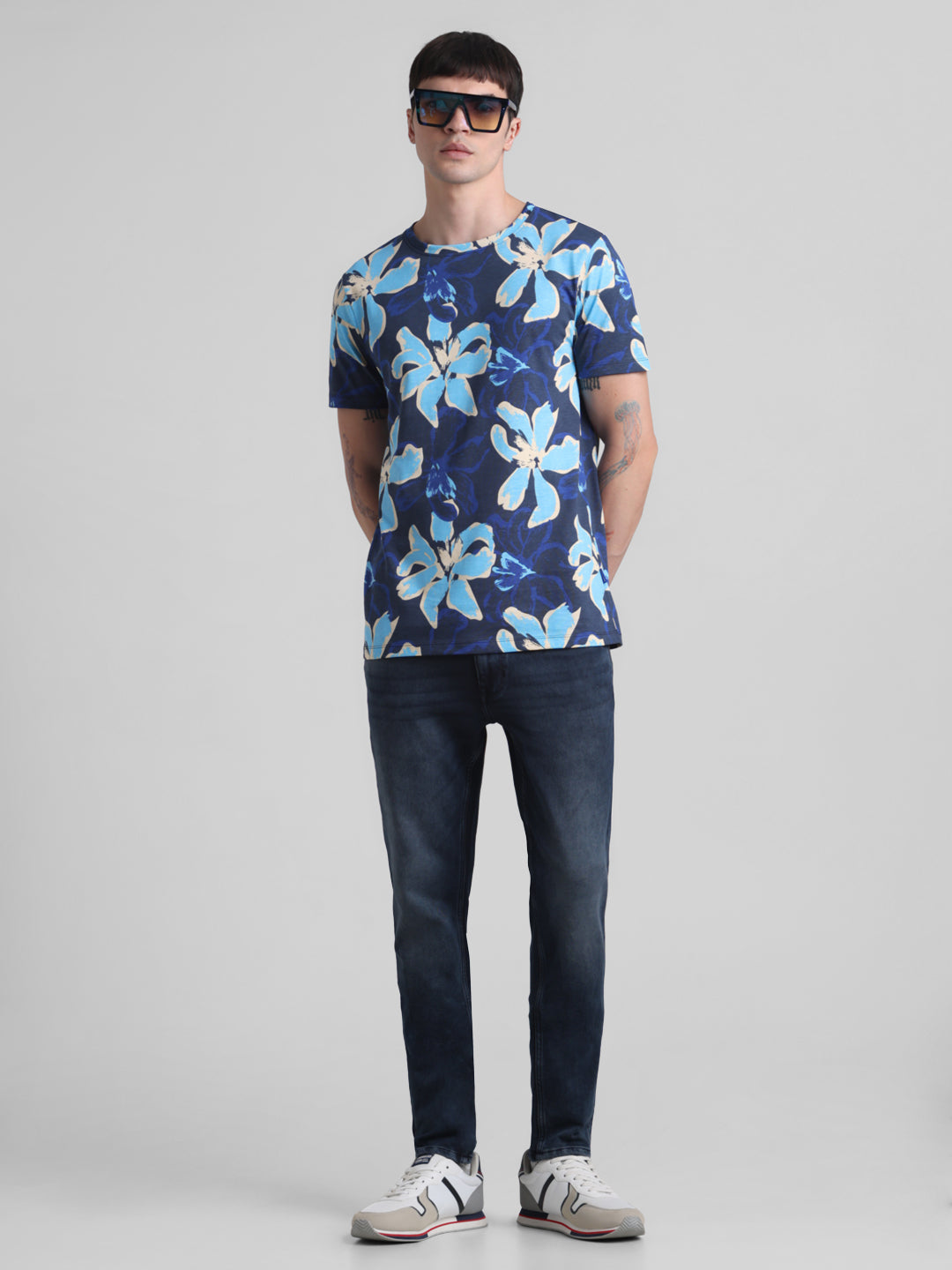 Dark Blue 5 Pocket Knitted Skinny Jeans