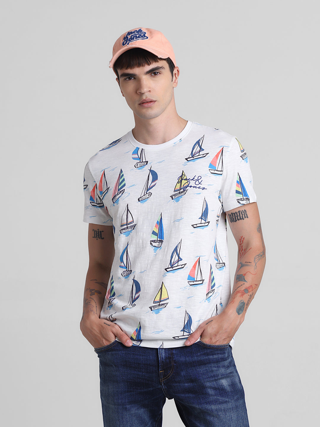 White Printed Cotton T-shirt