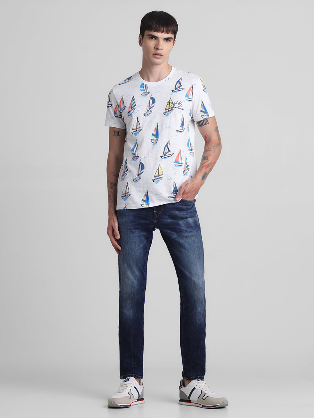 White Printed Cotton T-shirt