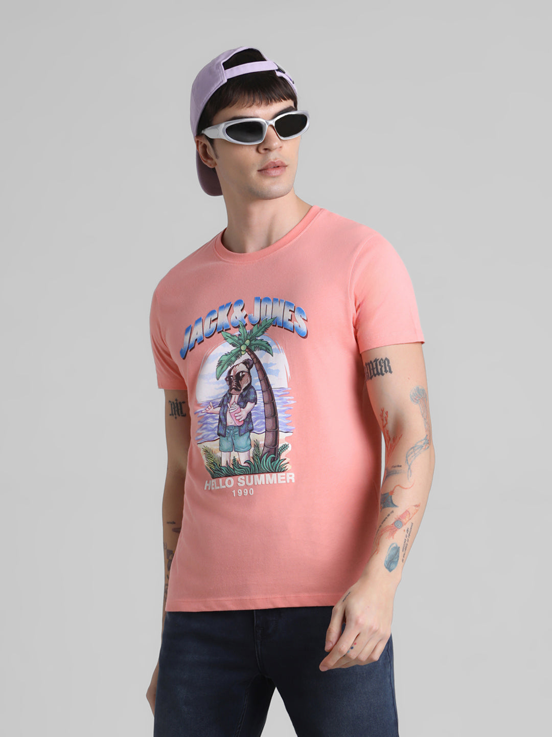 Pink Graphic Print Cotton T-shirt