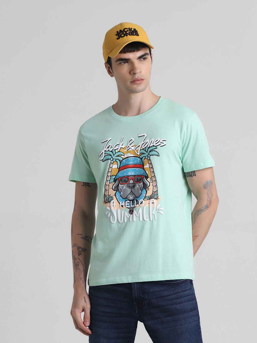 Green Graphic Print Cotton T-shirt