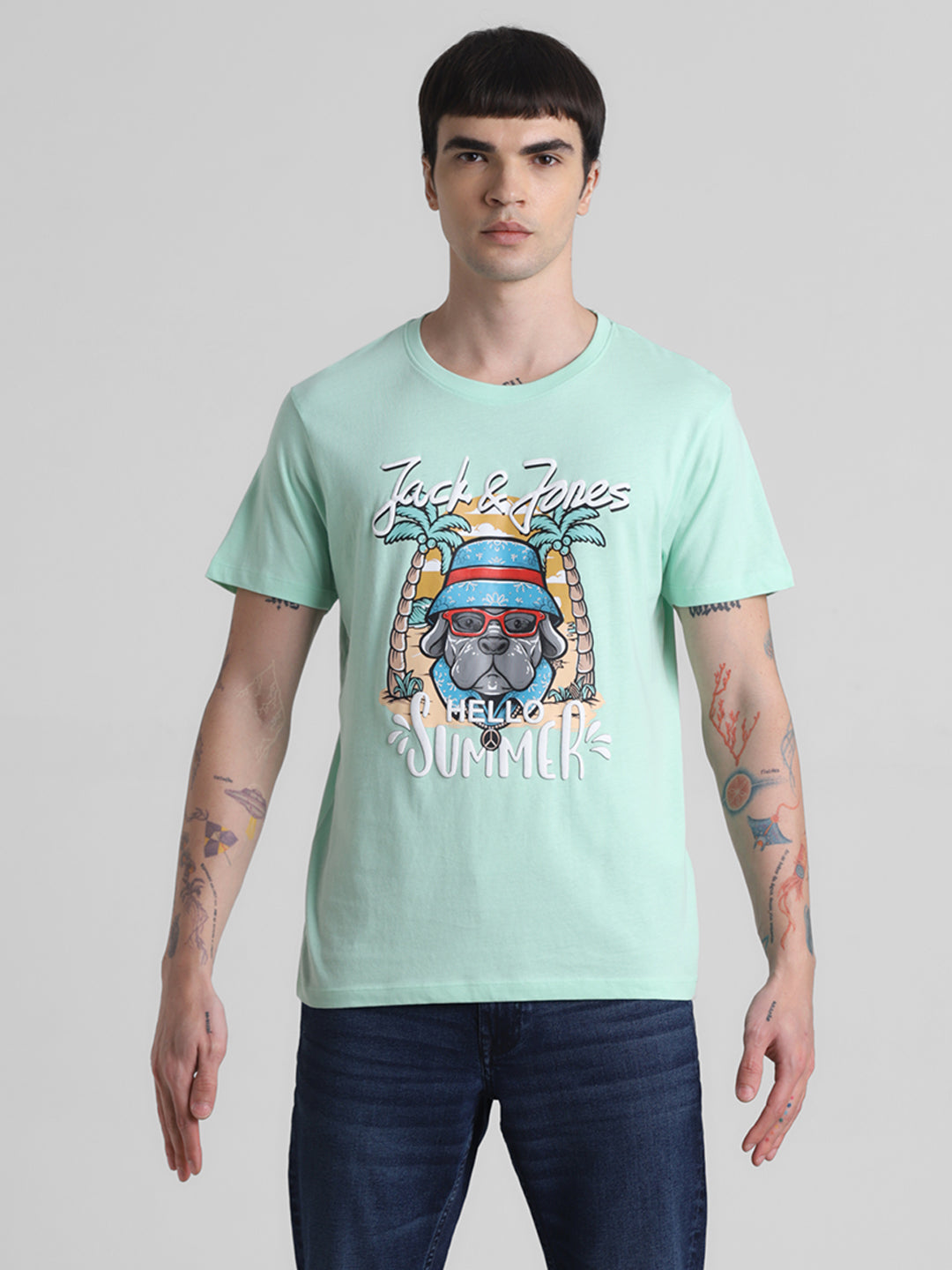 Green Graphic Print Cotton T-shirt