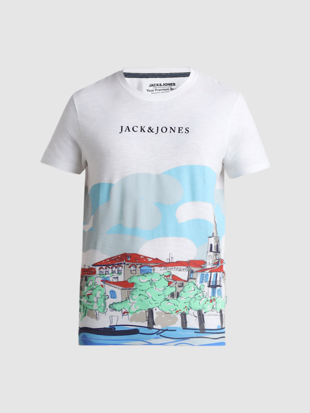 White Printed Cotton T-shirt