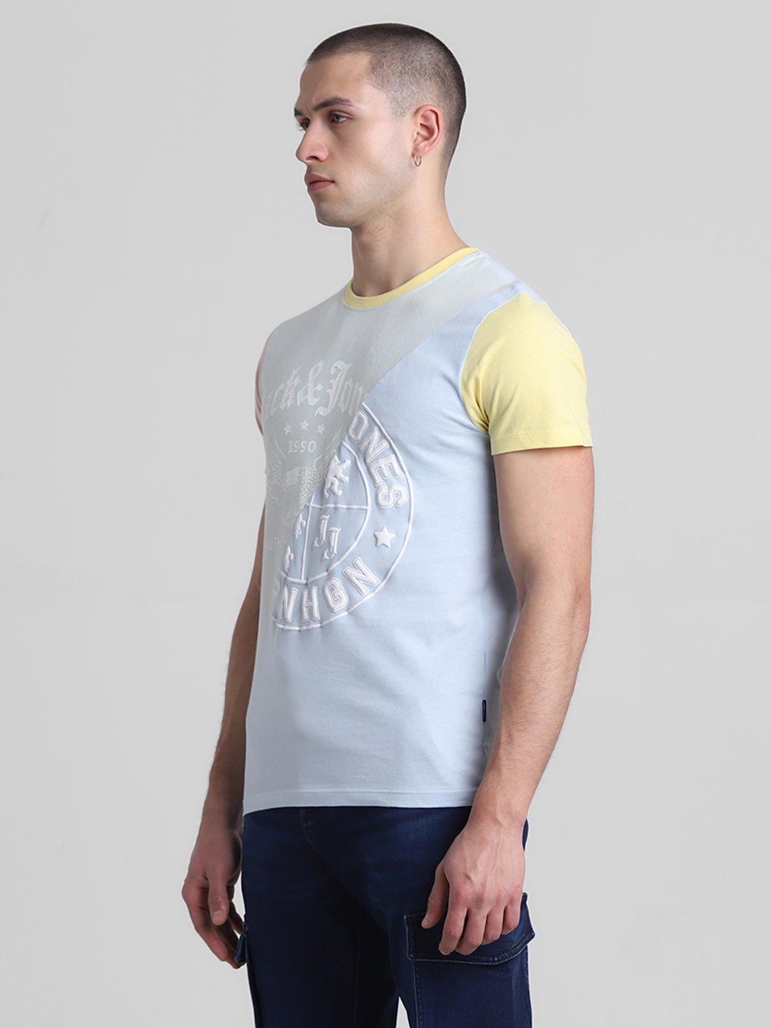 Colourblocked Printed Cotton T-shirt
