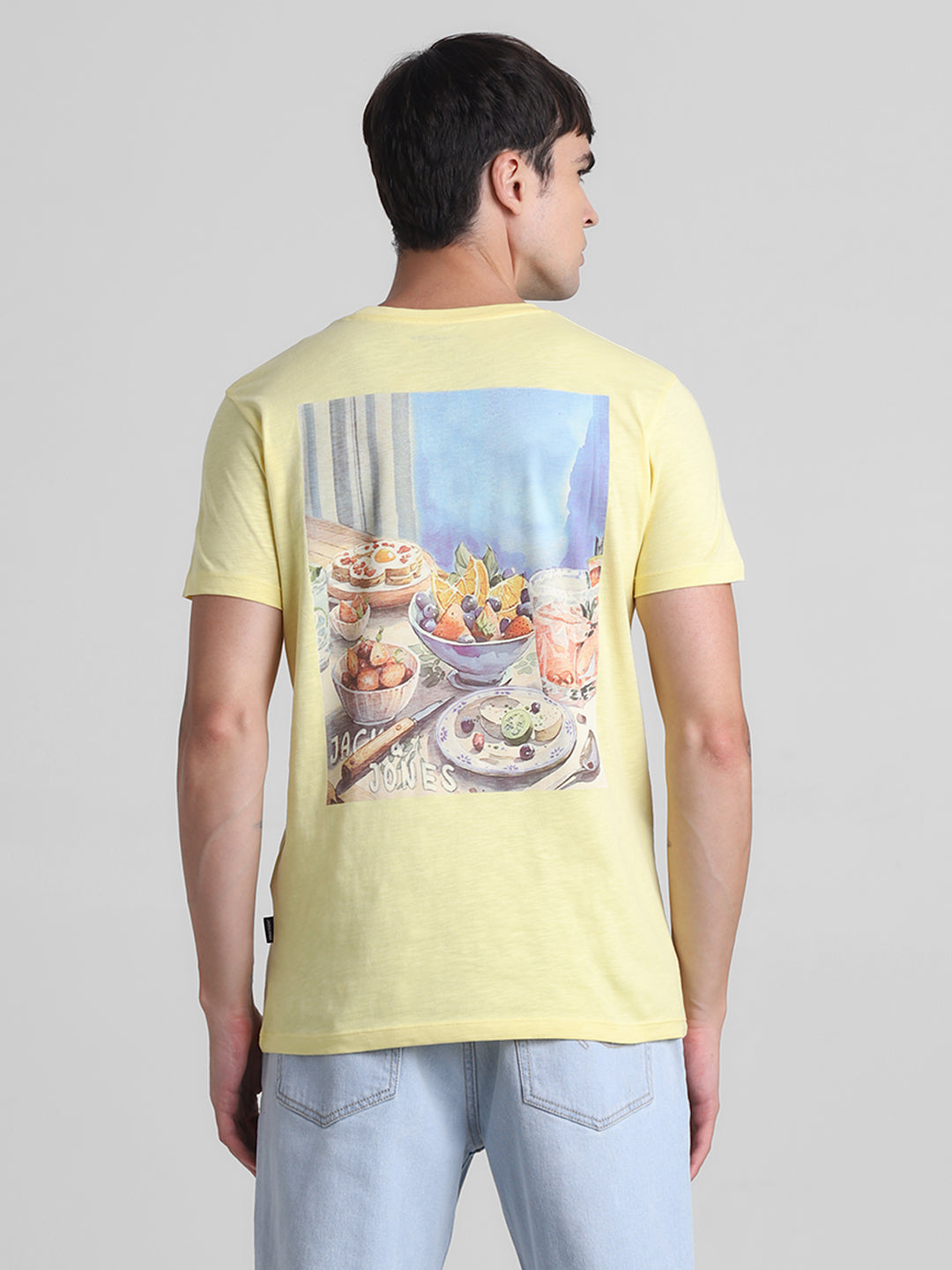 Yellow Printed Cotton T-shirt