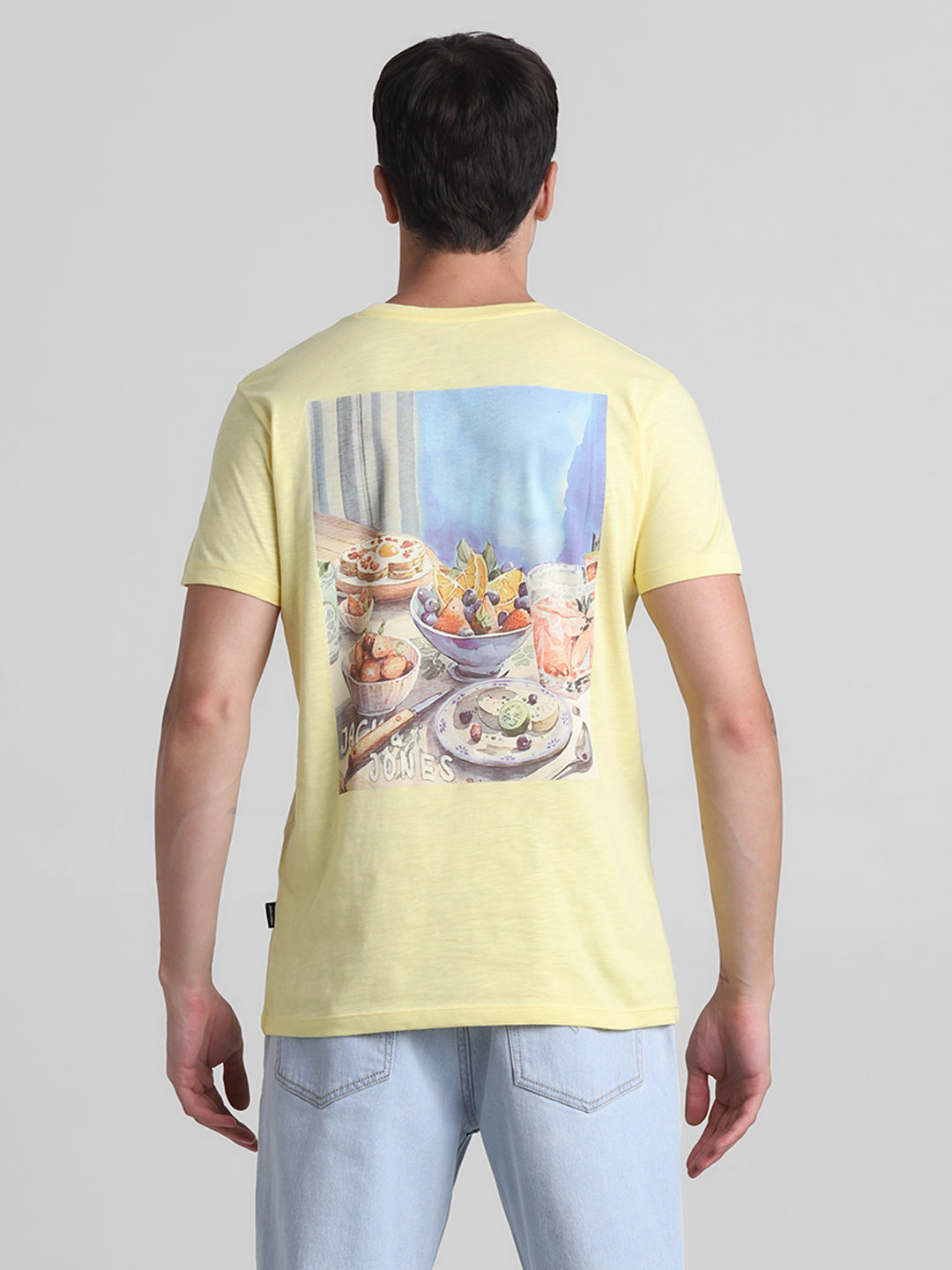 Yellow Printed Cotton T-shirt