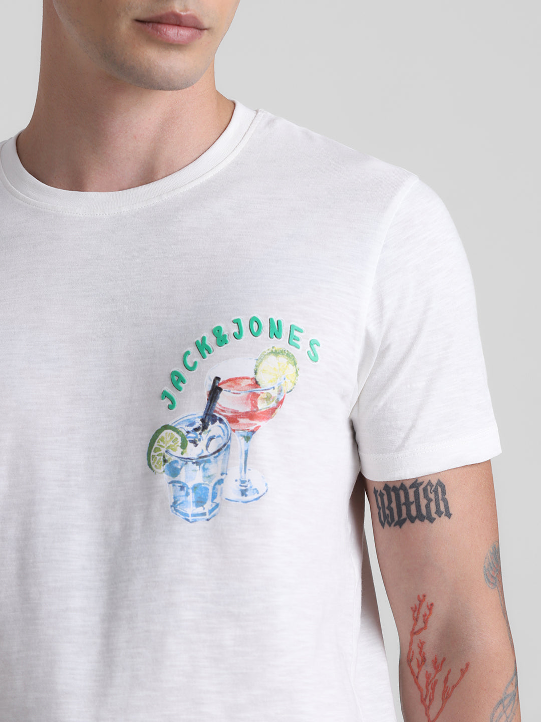 White Back Printed Cotton T-shirt
