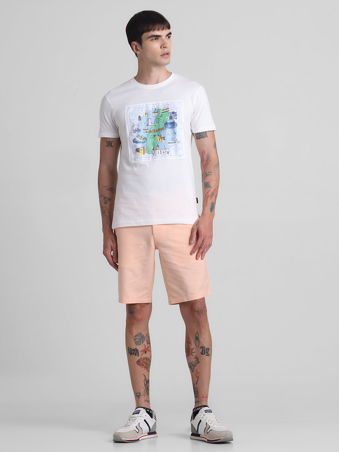 White Applique Patchwork Cotton T-shirt