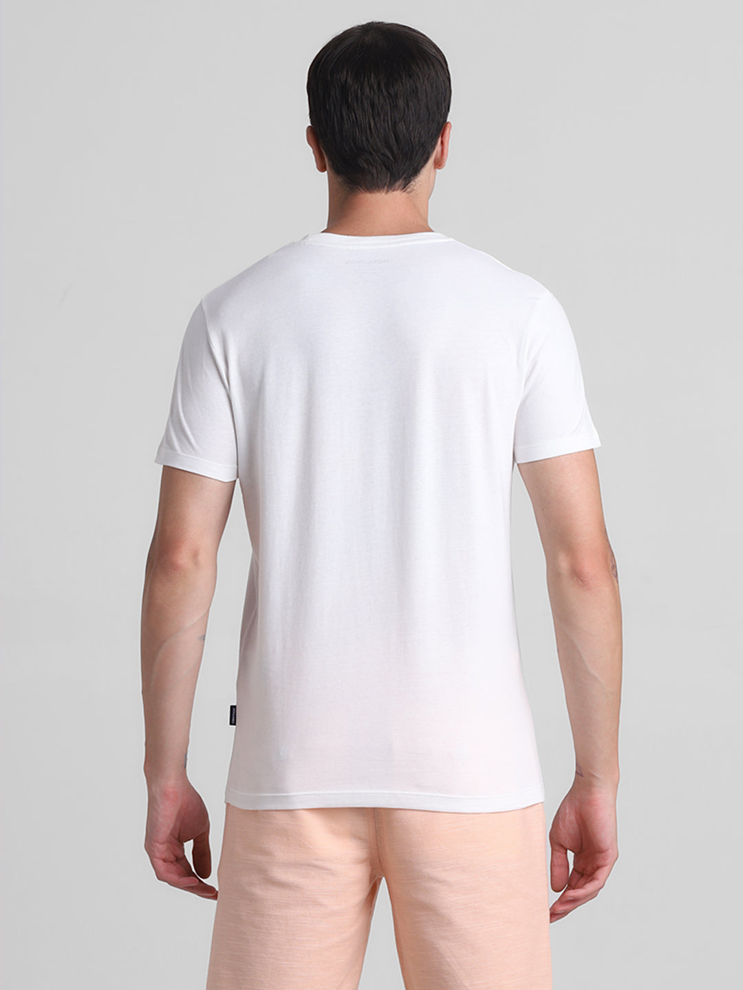 White Applique Patchwork Cotton T-shirt