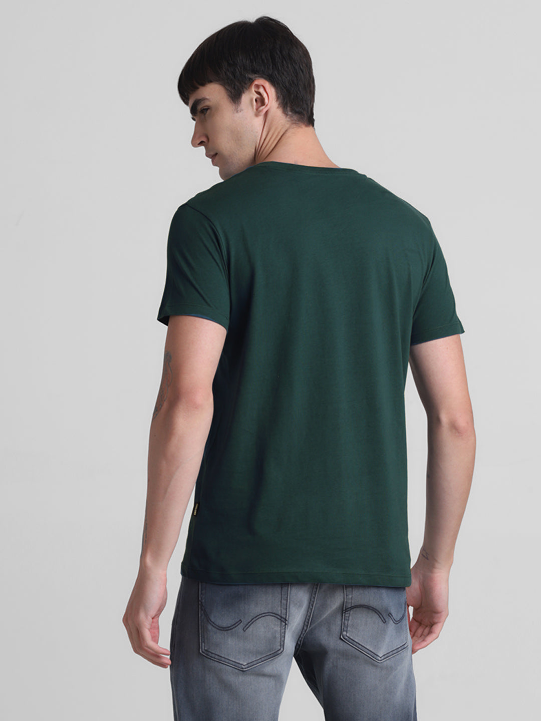 Dark Green Chest Print T-shirt