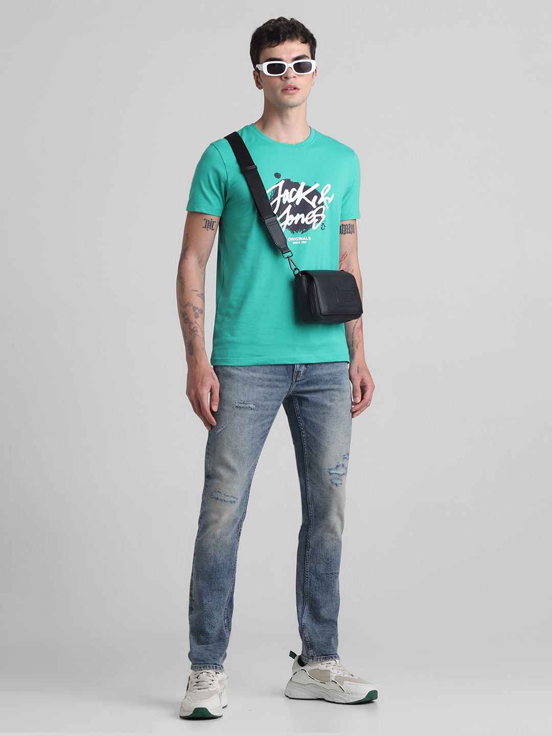 Blue Distressed 5 Pocket Skinny Jeans