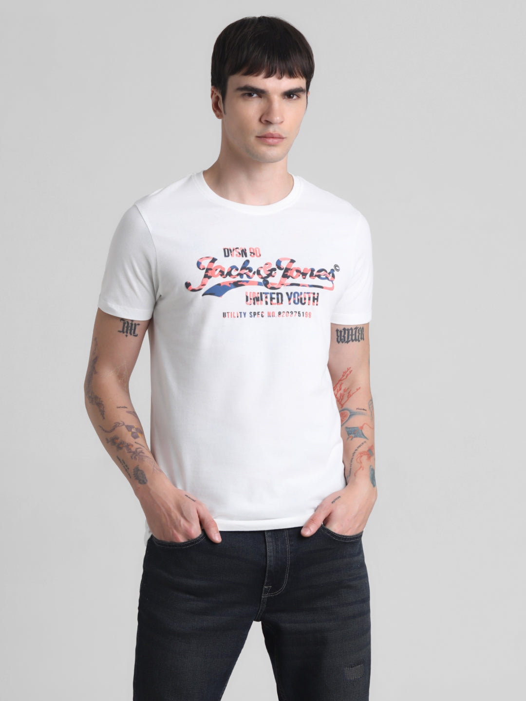 White Printed Cotton T-shirt