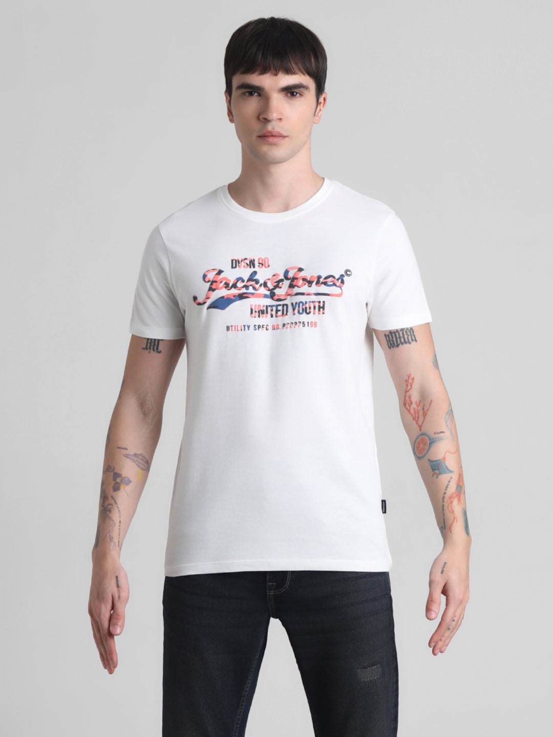 White Printed Cotton T-shirt