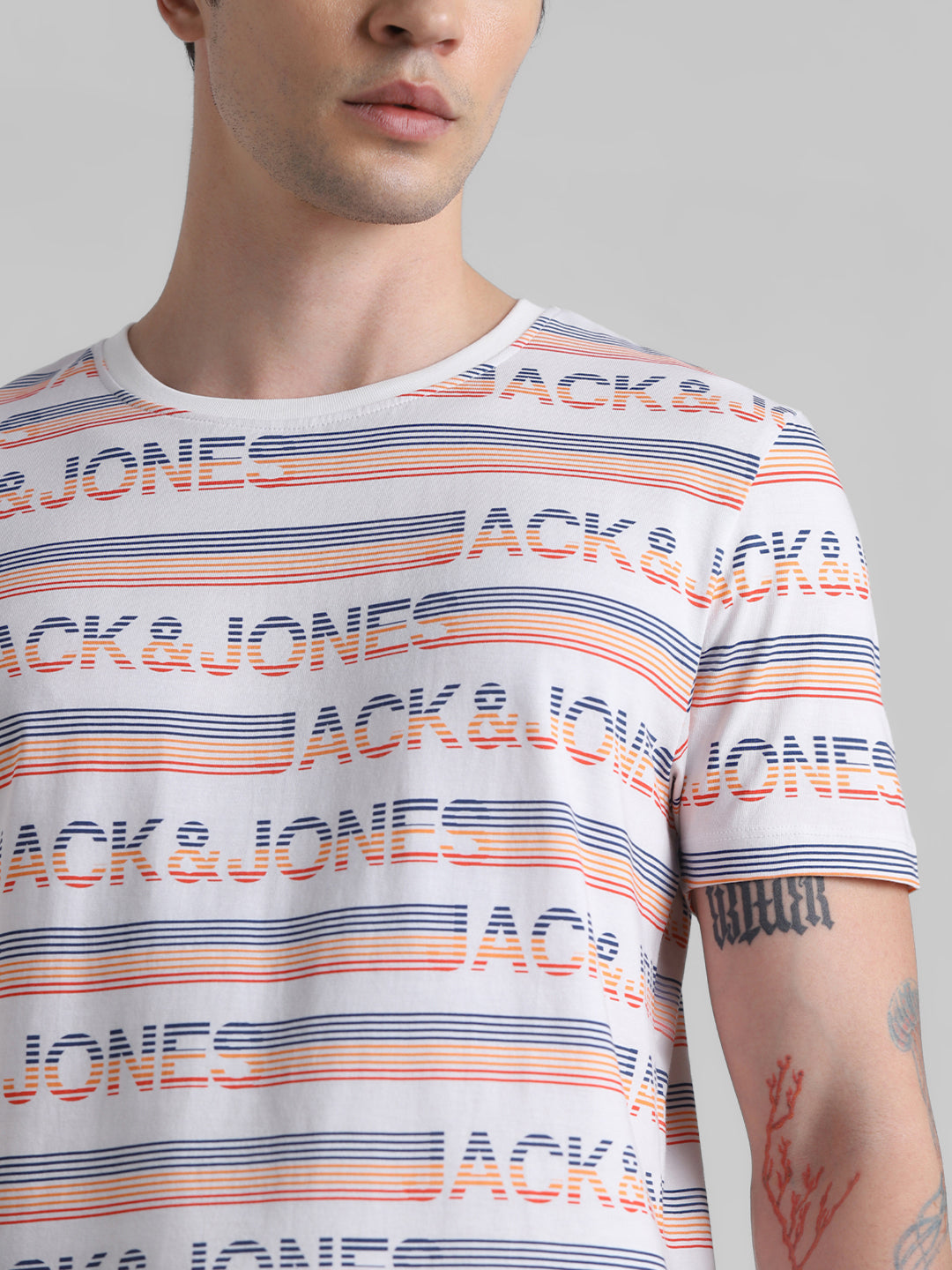 White Logo Print T-shirt