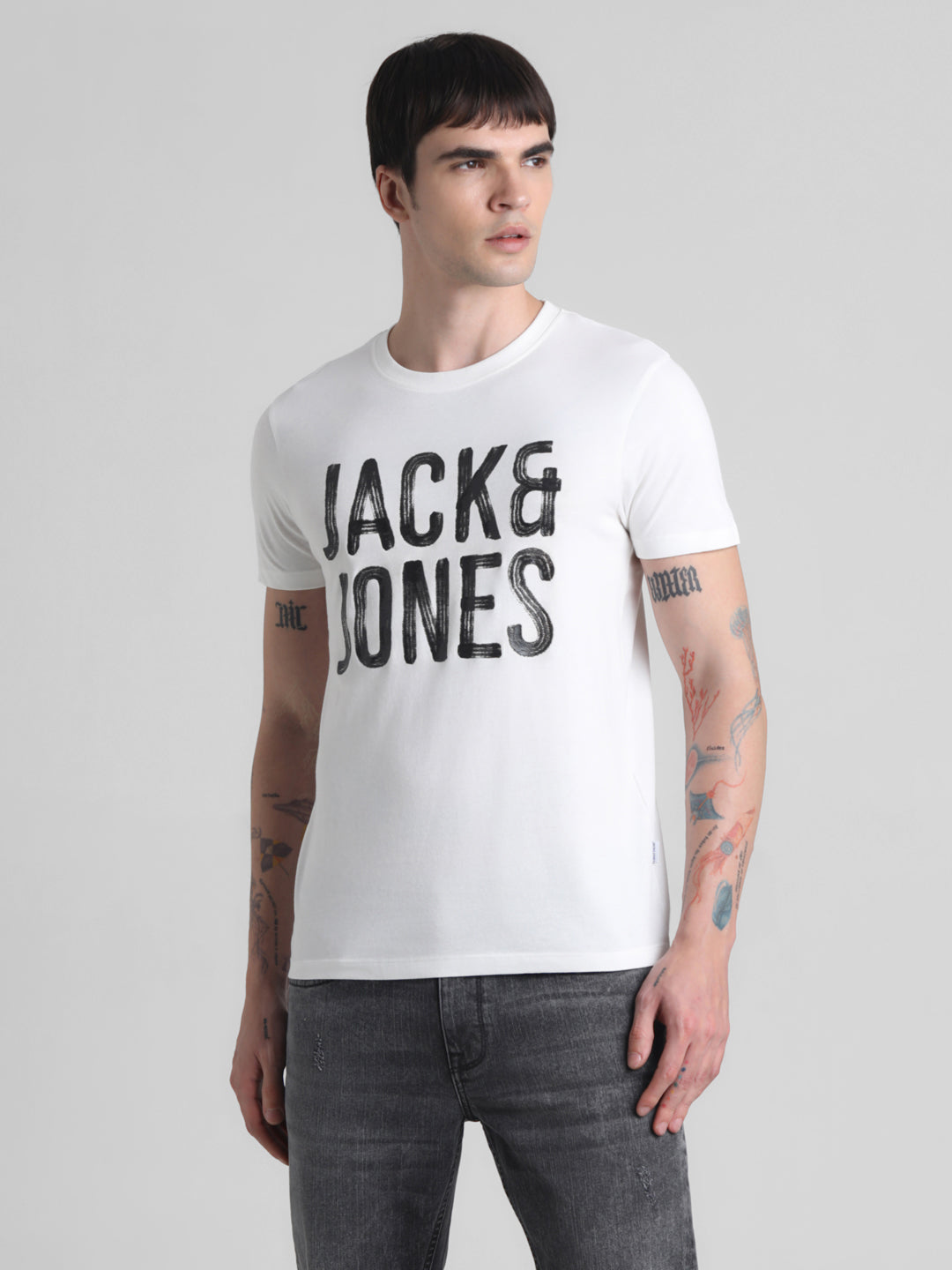 White Large Logo Print T-shirt