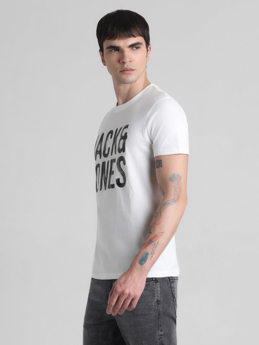 White Large Logo Print T-shirt
